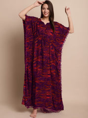 Purple Abstract Print Kaftan