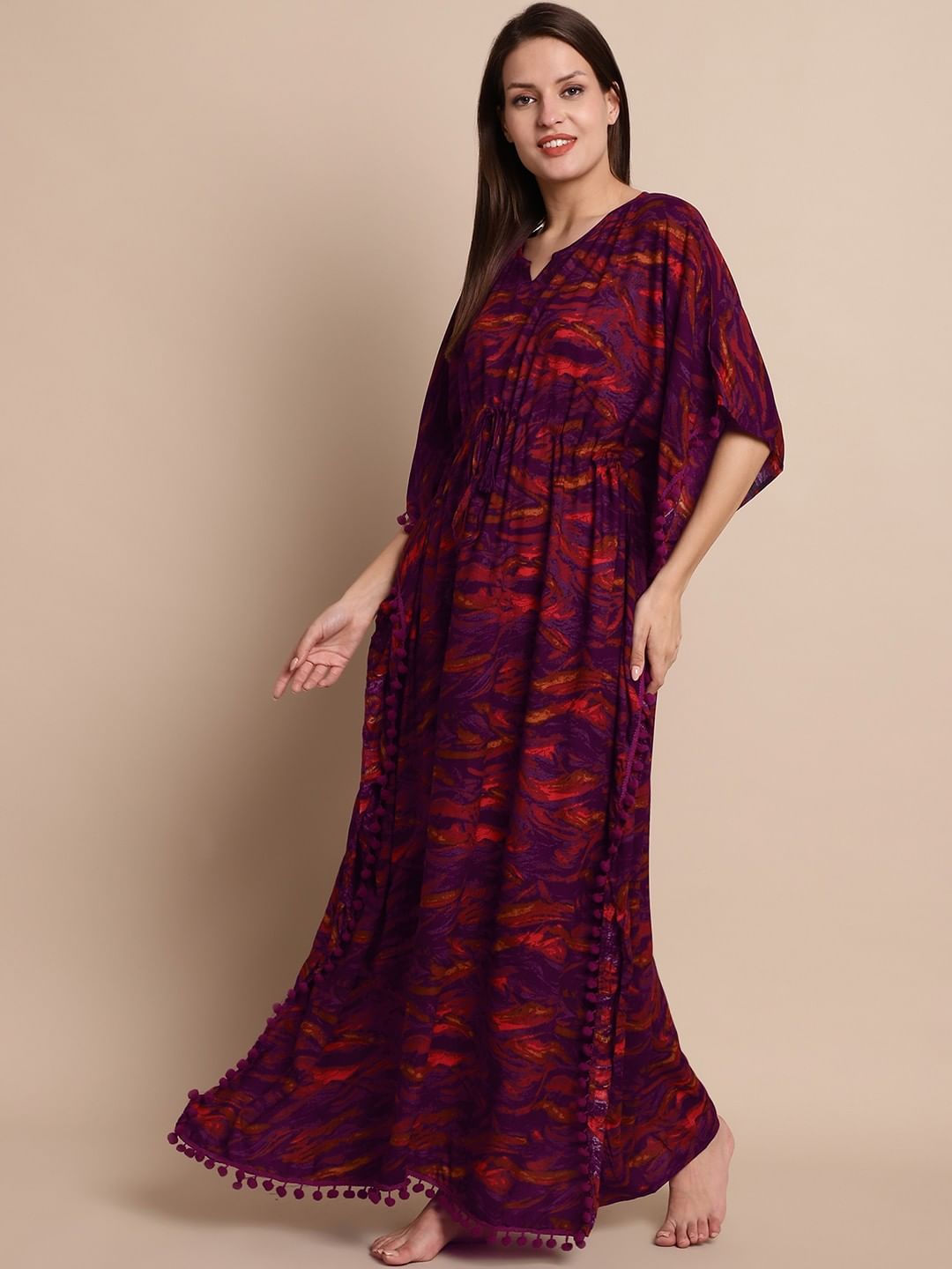 Purple Abstract Print Kaftan