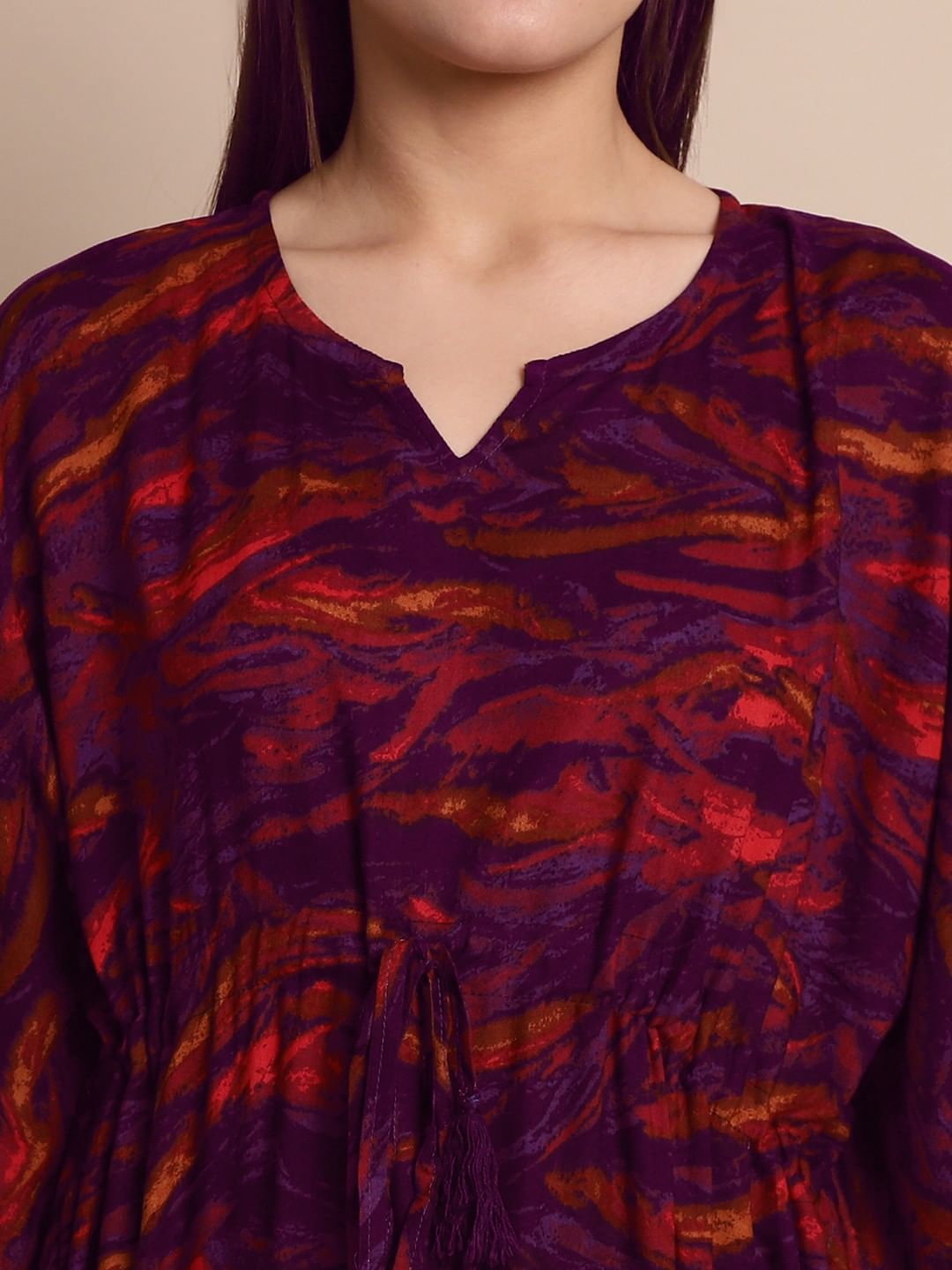 Purple Abstract Print Kaftan