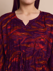 Purple Abstract Print Kaftan