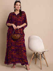 Purple Abstract Print Kaftan