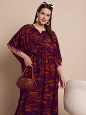 Purple Abstract Print Kaftan