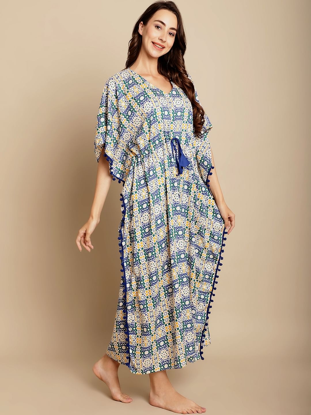 Geometric Print Multi Colour Kaftan