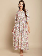 Floral Printed Light Pink Kaftan