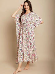 Floral Printed Light Pink Kaftan
