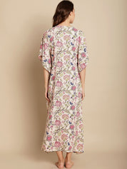 Floral Printed Light Pink Kaftan