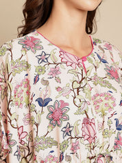 Floral Printed Light Pink Kaftan