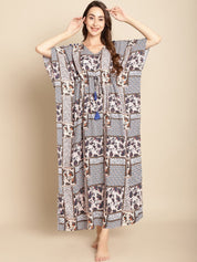 Abstract Print Blue Kaftan