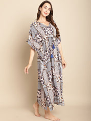 Abstract Print Blue Kaftan