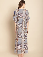 Abstract Print Blue Kaftan