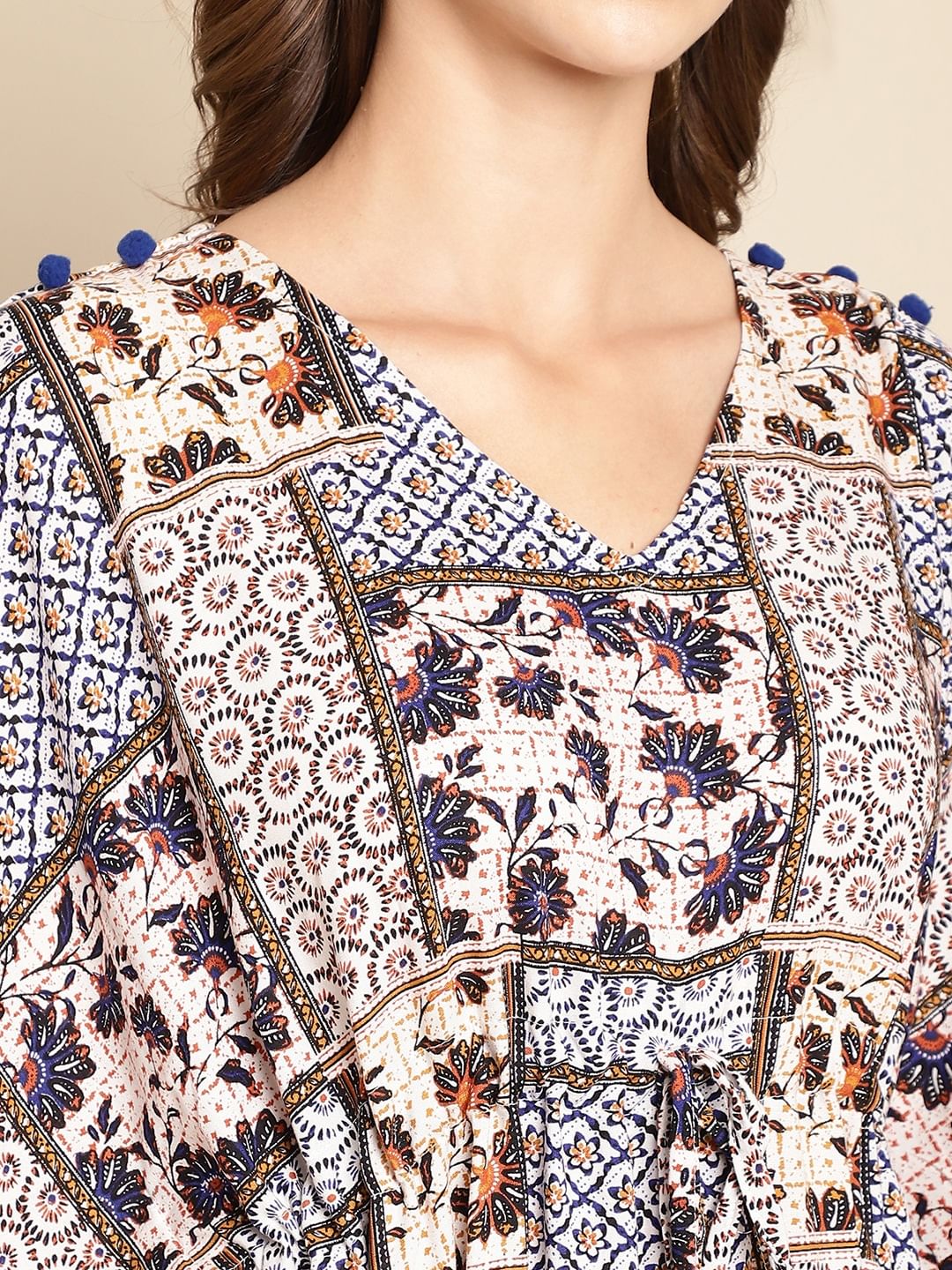 Abstract Print Blue Kaftan