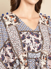 Abstract Print Blue Kaftan