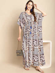 Abstract Print Blue Kaftan