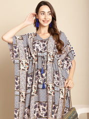 Abstract Print Blue Kaftan
