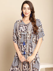 Abstract Print Blue Kaftan