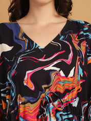 Multi Color Abstract Print Rayon Kaftan Nighty