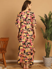 Multi Color Floral Print Rayon Kaftan Nighty