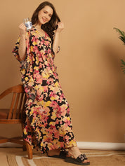 Multi Color Floral Print Rayon Kaftan Nighty