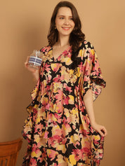 Multi Color Floral Print Rayon Kaftan Nighty