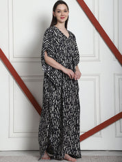 Printed Black Rayon Kaftan