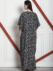 Printed Black Rayon Kaftan