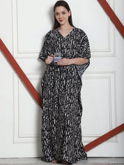 Printed Black Rayon Kaftan