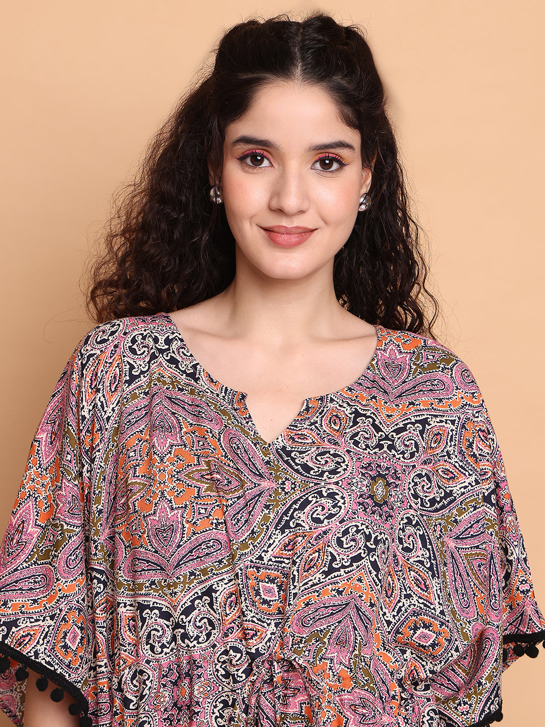 Multi-Coloured Abstract Rayon Kaftan