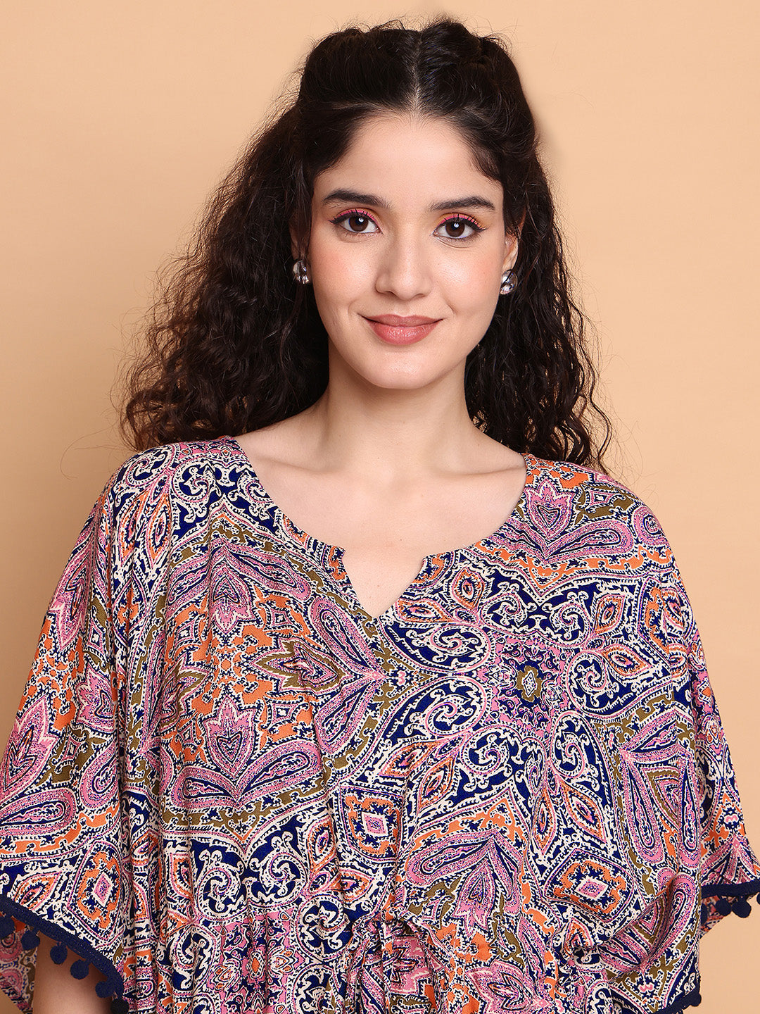 Multi-Coloured Abstract Rayon Kaftan