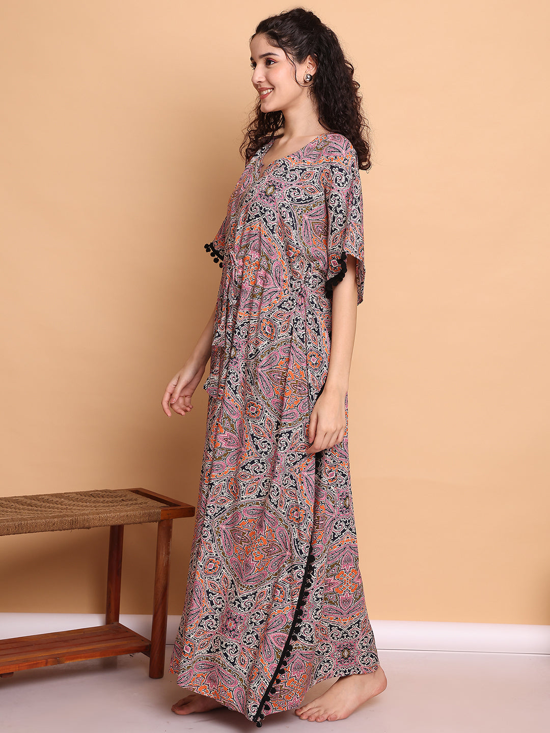 Multi-Coloured Abstract Rayon Kaftan