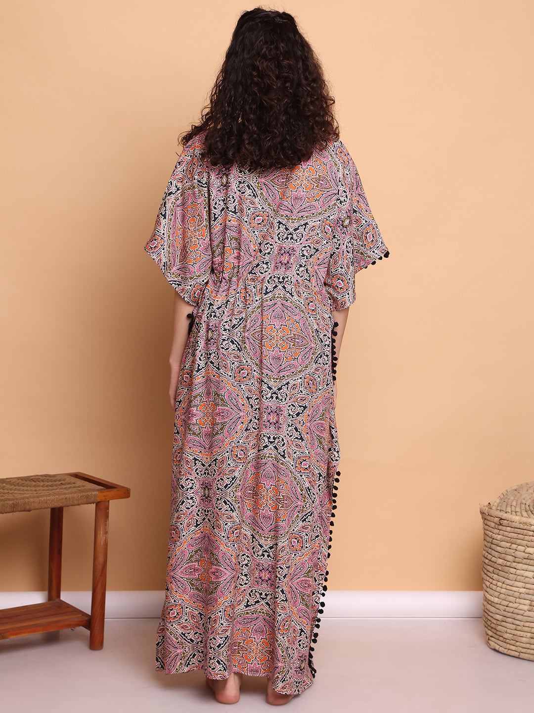 Multi-Coloured Abstract Rayon Kaftan