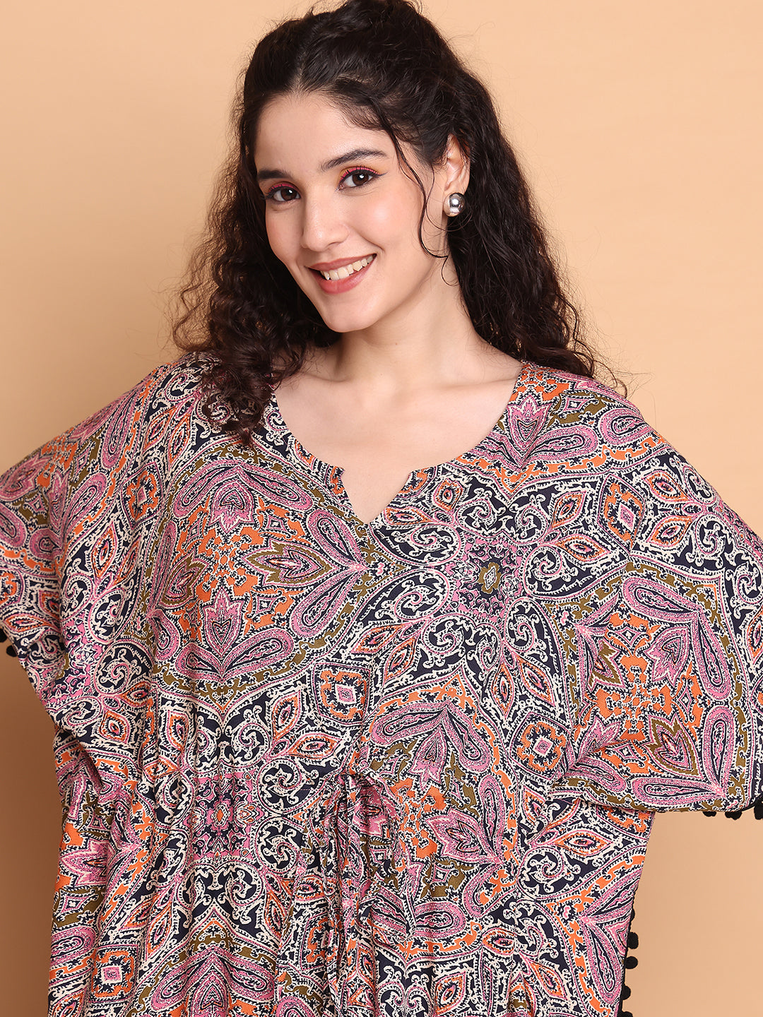 Multi-Coloured Abstract Rayon Kaftan