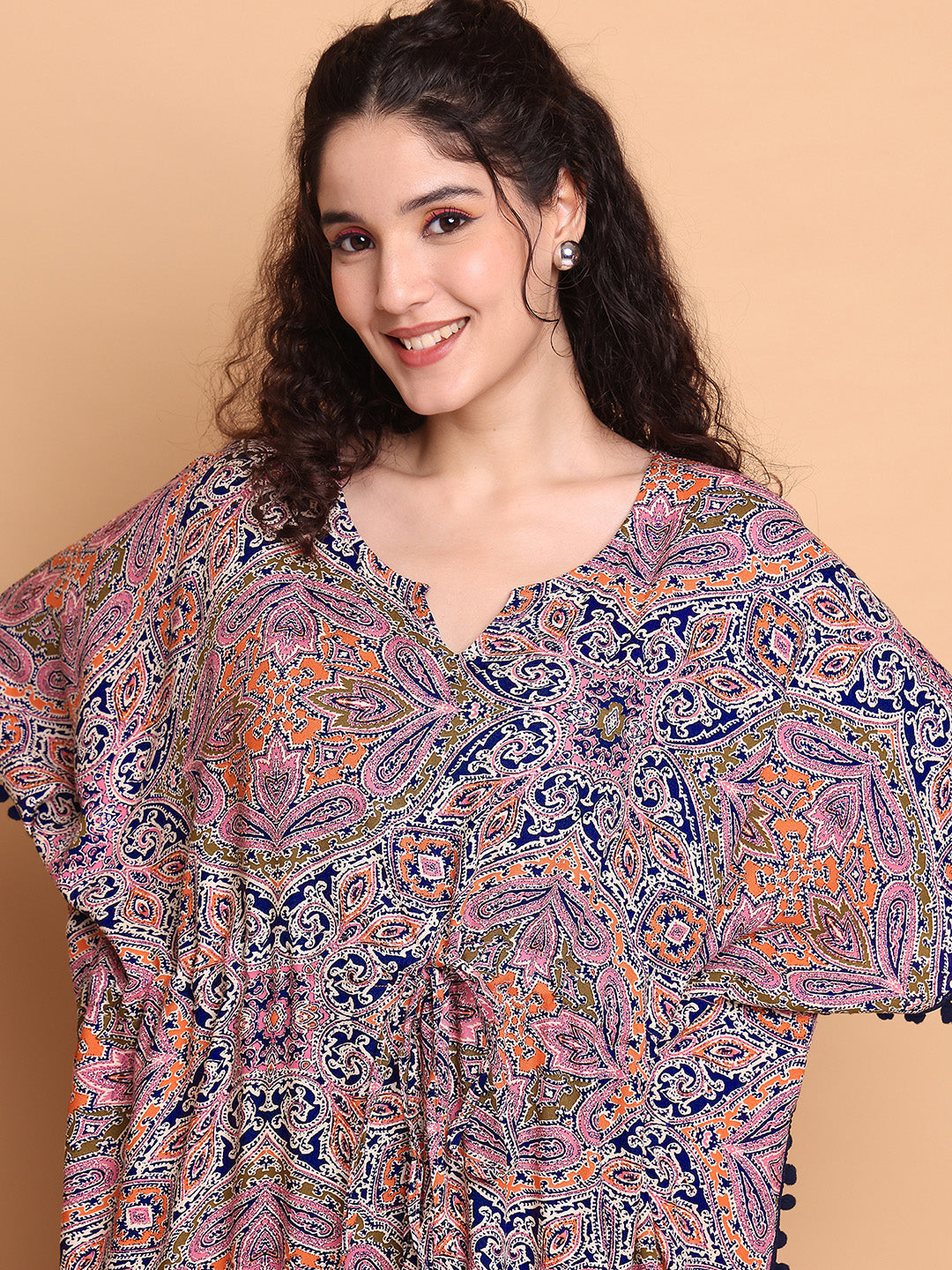 Multi-Coloured Abstract Rayon Kaftan