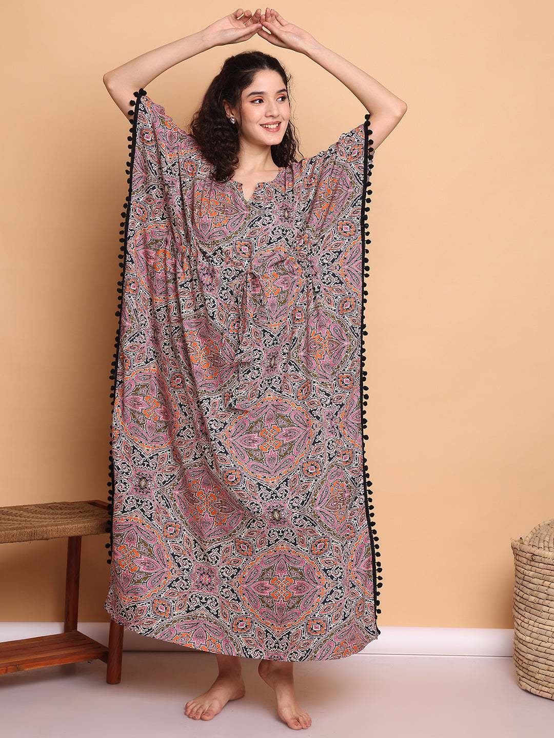 Multi-Coloured Abstract Rayon Kaftan
