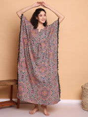 Multi-Coloured Abstract Rayon Kaftan