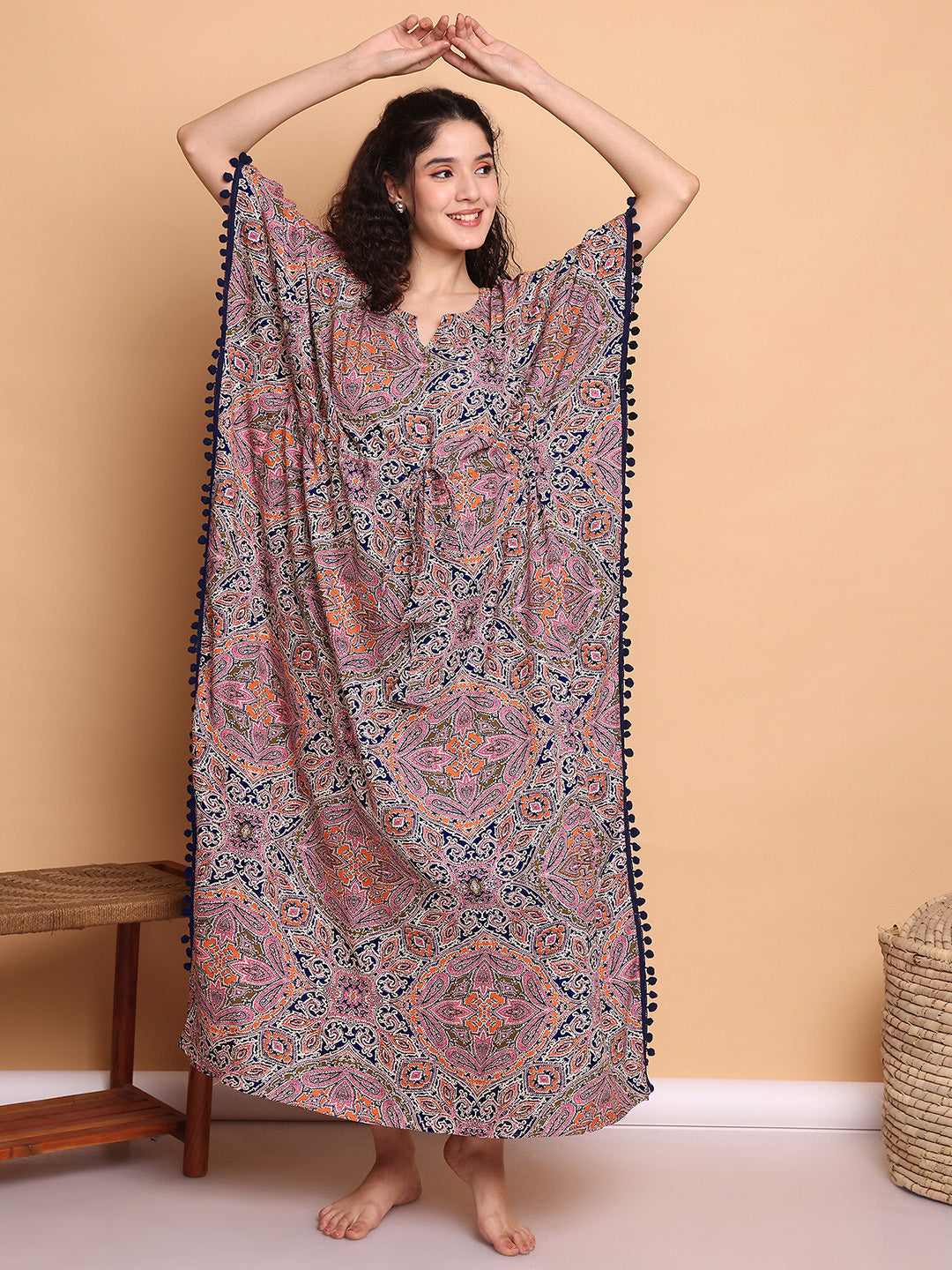 Multi-Coloured Abstract Rayon Kaftan