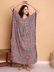 Multi-Coloured Abstract Rayon Kaftan