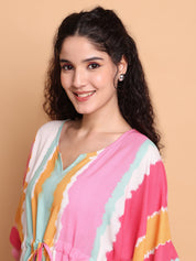 Multi Striped Rayon Kaftan