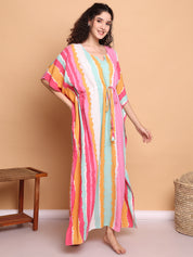 Multi Striped Rayon Kaftan