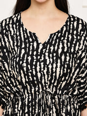 Black Printed Rayon Kaftan