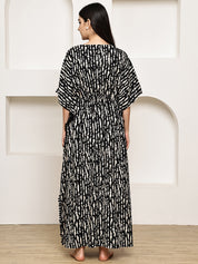 Black Printed Rayon Kaftan