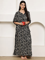 Black Printed Rayon Kaftan