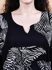 Black Abstract Rayon Kaftan