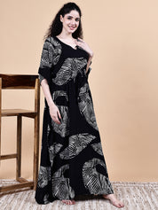 Black Abstract Rayon Kaftan