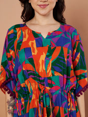 Multi Color Abstract Rayon Kaftan