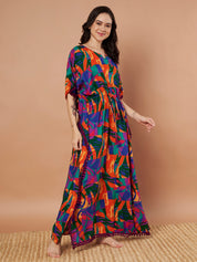 Multi Color Abstract Rayon Kaftan