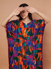Multi Color Abstract Rayon Kaftan