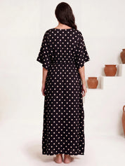 Black Polka Dots Rayon Kaftan