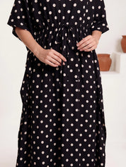 Black Polka Dots Rayon Kaftan