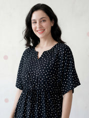 Black Polka Dot Rayon Kaftan