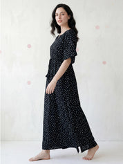Black Polka Dot Rayon Kaftan